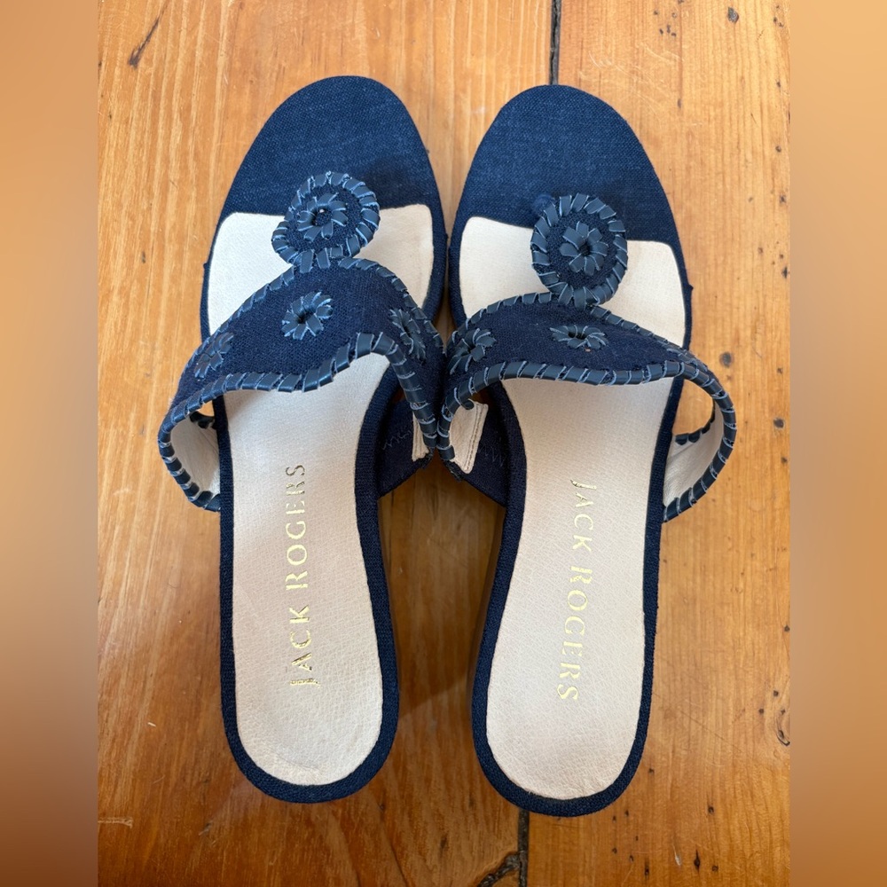 NWOT Jack Rogers Platform Wedge Flip Flop Sandals in Denim, US Women’s Size 8.5 - Picture 2 of 10